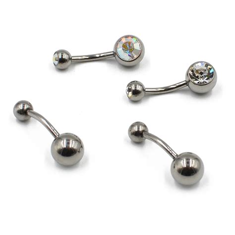 G23 Titanium Belly Button Ring Externally Treaded Double Jeweled Women Sexy Navel Ring Piercing