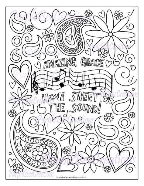 Coloring Page Hymn Coloring Page Amazing Grace