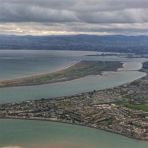 An Aerial View Of Dublin Bay With North Dublin Bull Island With