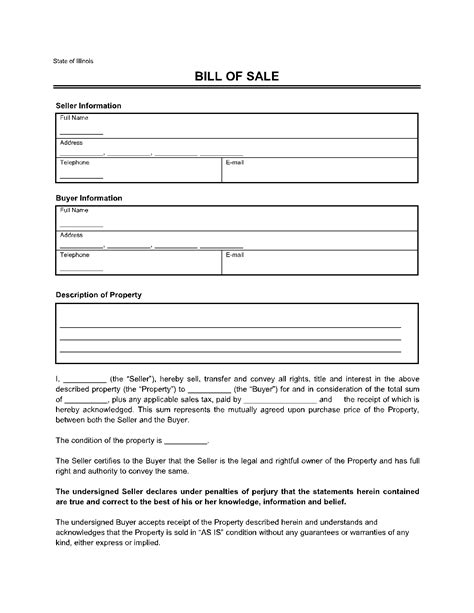 Bill of Sale Illinois - Free PDF Forms | CocoDoc