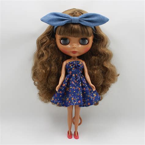 Free Shipping Blyth Doll 260bl0623 Dark Brown Hair Curly Hair With