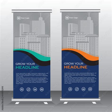 Roll Up Banner Stand Design With Abstract Geometric Colorful Black And