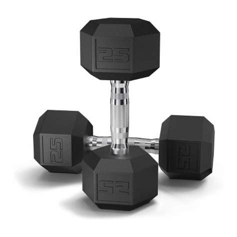 epic fitness rubber coated 25 pound hex dumbbell hand weights set of 2 1 pair 1 piece kroger
