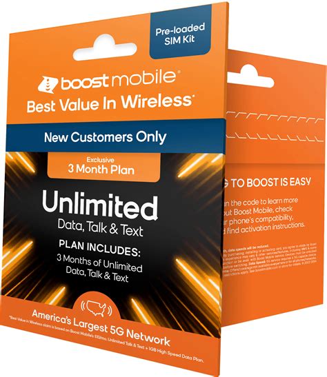 Best Buy Boost Mobile 3 Months Unlimited Plan Sim Card Kit