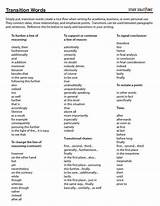 Pictures of Transition Words List For Middle School