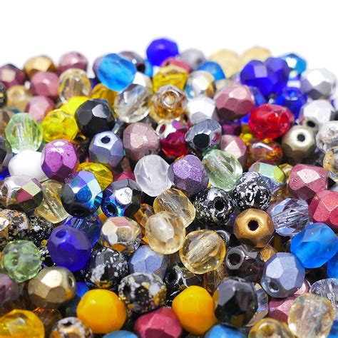 4mm Czech Faceted Round Glass Bead - Mix - 50pk - Beads And Beading Supplies from The Bead Shop UK