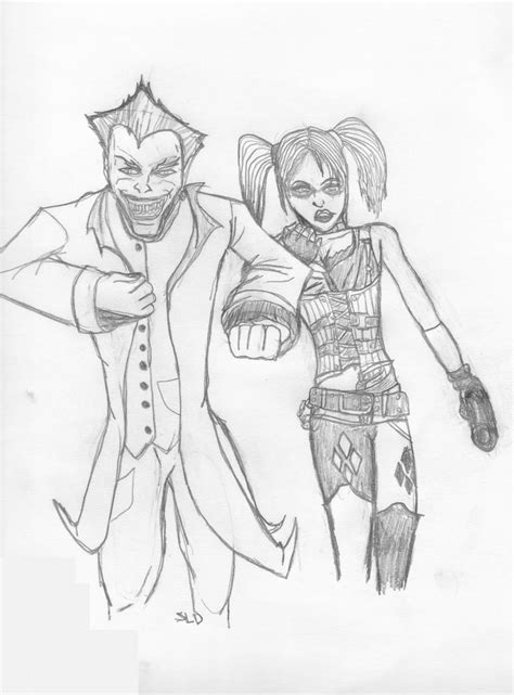 Batman Joker And Harley Quinn L00ne Drawing By S00perl00nedood On