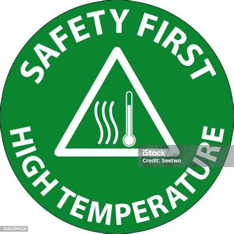 Safety First Simbol Suhu Tinggi Dan Tanda Pengaman Teks Ilustrasi Stok