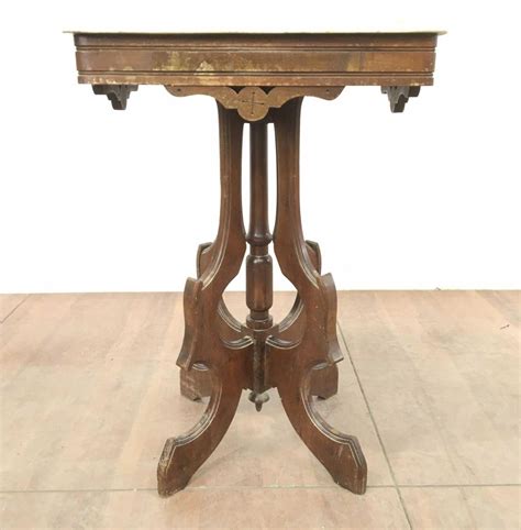 Lot Antique Eastlake Carved Walnut And Marble Top Table