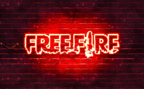 Download wallpapers Garena Free Fire red logo, 4k, red brickwall, Free Fire logo, 2020 games