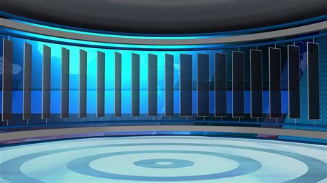 News TV Studio Set 33 Virtual Green Screen Background Loop Stock