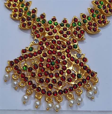 Gold Plated Golden Kemp Stone And Pearls Haram At Rs 780piece In