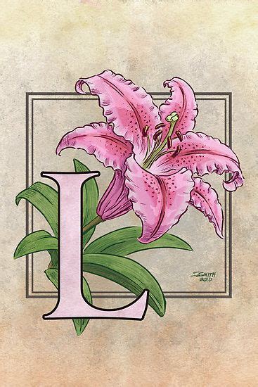 L Is For Lily By Stephanie Smith Monogram Art Flower Alphabet