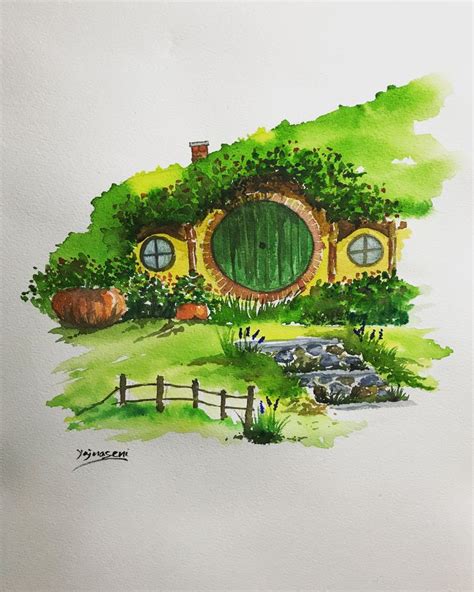 Hobbit House Watercolor Hobbit Art Lotr Art The Hobbit