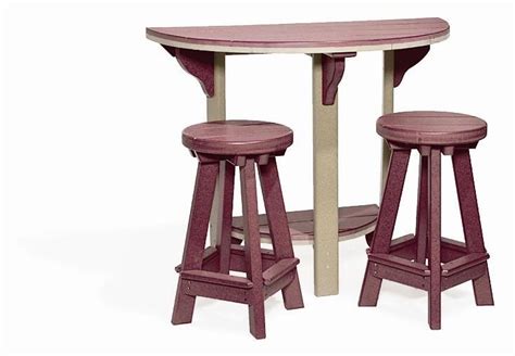 When you have an establishment where you serve snacks and the led bar table and bar chairs will look wonderful at bars, discos, outdoor venues, concerts, sports events, or at various private celebrations. Amish Poly Wood Half Round Patio Pub Table and 2 Bar ...