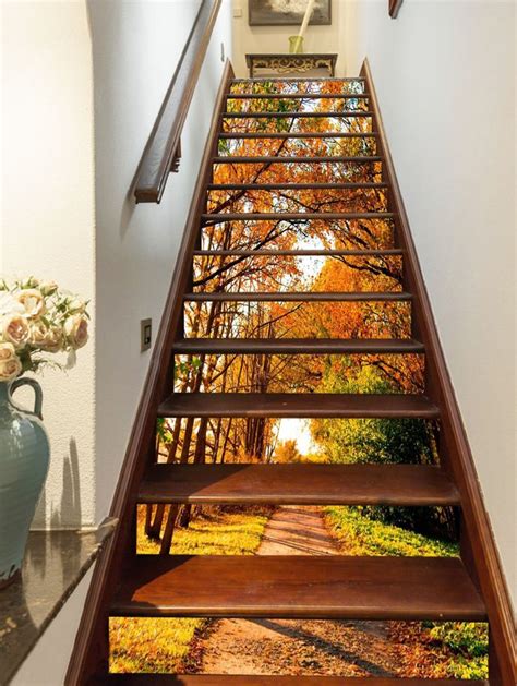 3d Autumn Trees Path 1457 Stair Risers Stairs Design Staircase