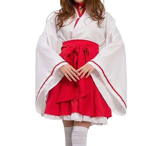 s 5xl plus size japanese anime kikyo kimono cosplay women s miko costume fox spirit kitsune