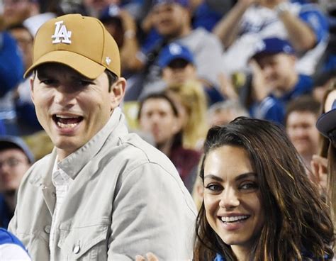 Mila Kunis And Ashton Kutcher From Celeb Dodgers Fans E News