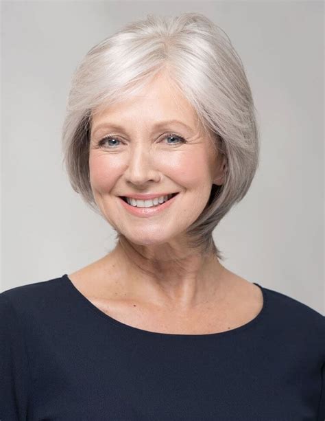 Short Bob Cut White Wig For Old Ladies