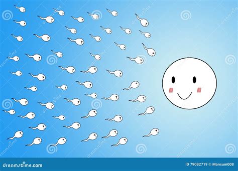 Cute White Sperm Go To Egg Cell Cartoon On Blue Background Stock Illustration Cartoondealer