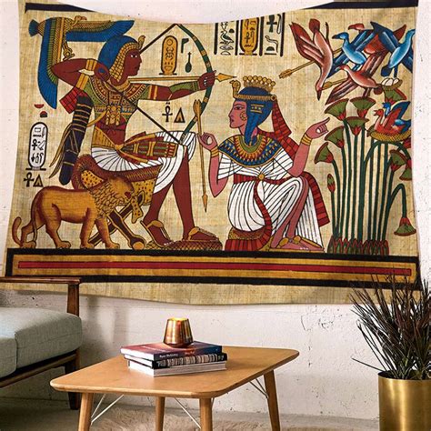 Egypt Egyptian Tapestry Wall Hanging African Anubis Large Traditional Brown Bedspread Cloth
