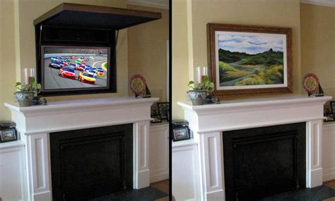 Hiding A Flat Panel Tv Above A Fireplace Traditional Living Room