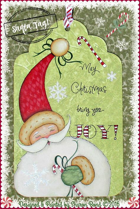 E Pattern Santa Tag Sweet Santa Wishing You Joy Designed And Etsy