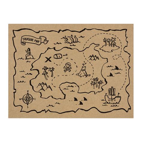 Pirate Treasure Map Paper Placemats 6ct Pirate Birthday Party Treasure