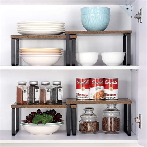 Buy Kitchen Cabinet Shelves Organizer Set Of 4 Stackable Counter