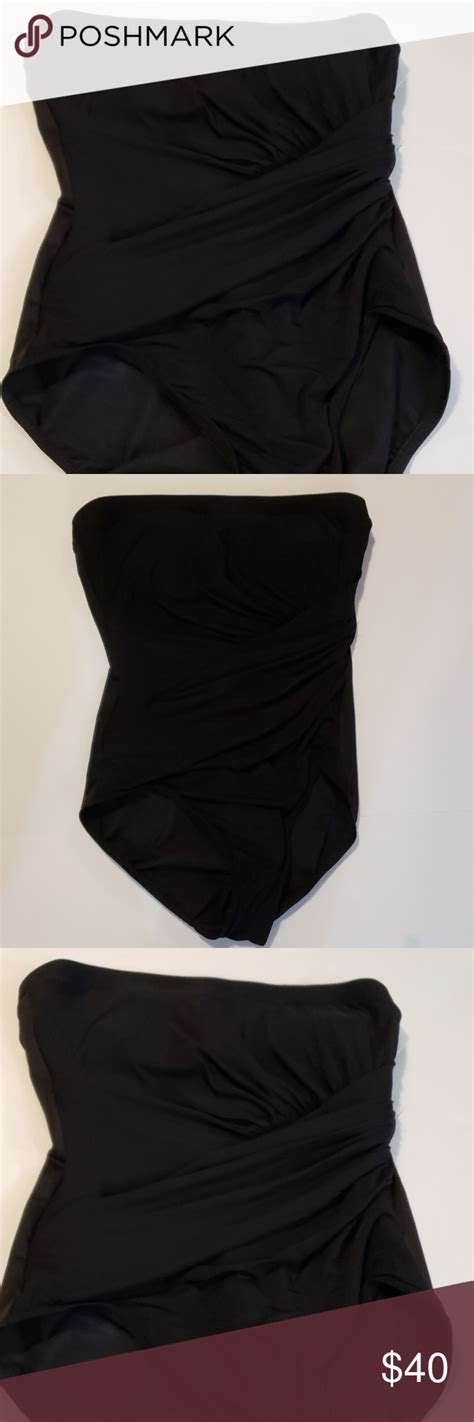 Miraclesuit Strapless Bandeau Ruched Suit Size 14 Strapless Bandeau