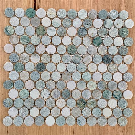 Ming Green Marble Penny Round Mosaics 23mm