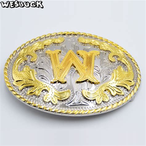 Wesbuck Brand New Western Women Men Golden Initial Letter W Belt Buckle