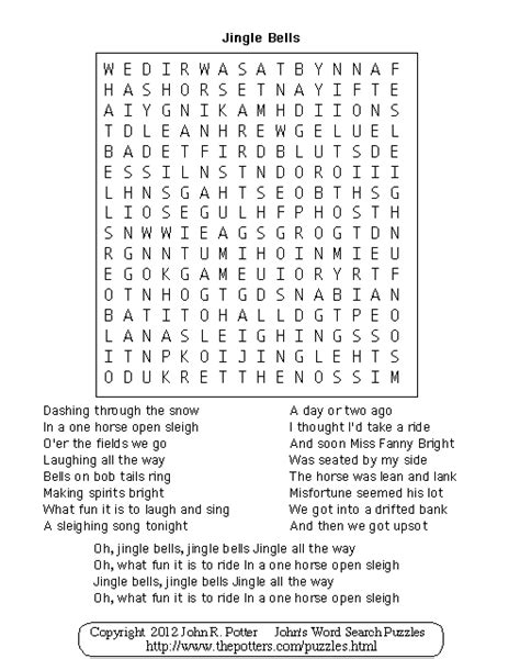Johns Word Search Puzzles Jingle Bells