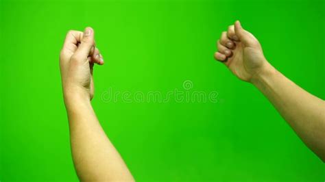 Male Clenched Fist On Left Hand Isolated On Green Background Man Hand