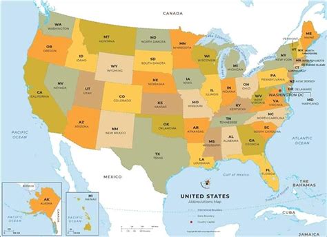 Us States Abbreviations Map 36 W X 2612 H Uk Stationery And Office Supplies