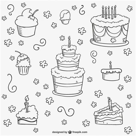 Premium Vector Birthday Cakes Doodles Birthday Doodle Doodle