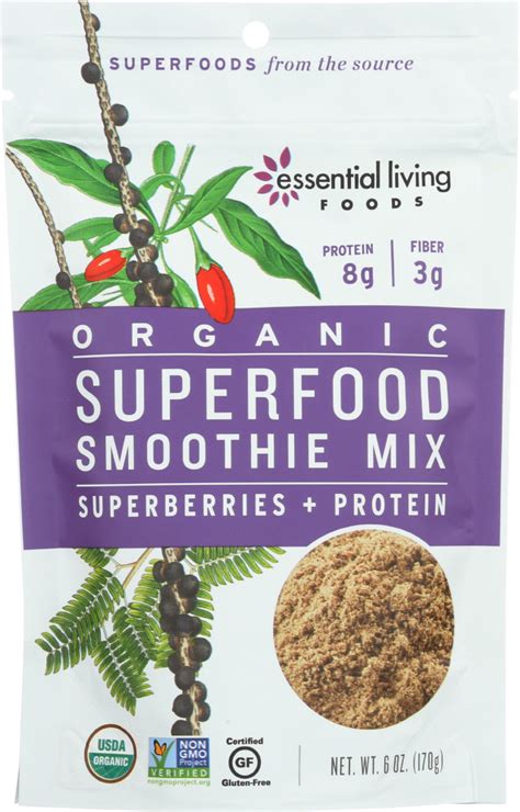 Essential Living Foods Superfood Smoothie Mix 6 Oz Protein Happy