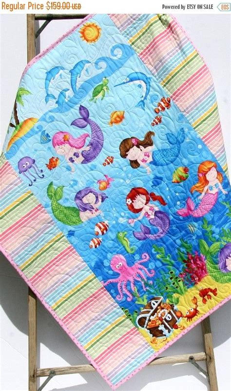 baby quilt  mermaids reversible girl bedding