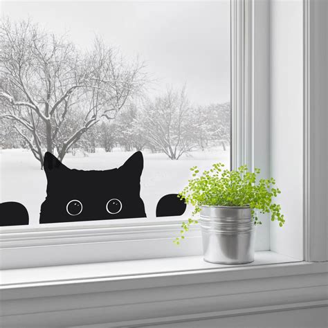 Peeping Cat Window Sticker By Nutmeg