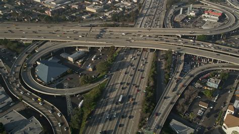 5k Stock Footage Aerial Video Of Following Interstate 110 Over The 10