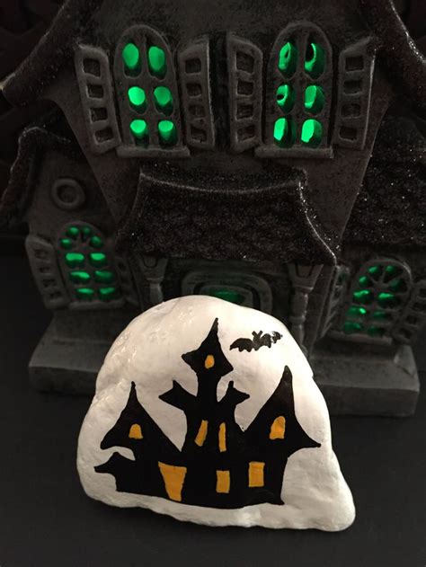 Halloween Haunted House Painted Rock Haunted House Haunted Etsy