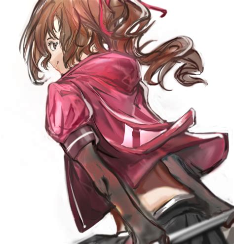 hanabi ichijo scarlet nexus highres 1girl black skirt brown hair holding holding behind