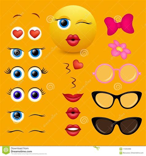 Emoji Creator Vector Set Design Emoticon 3d Character Kit With