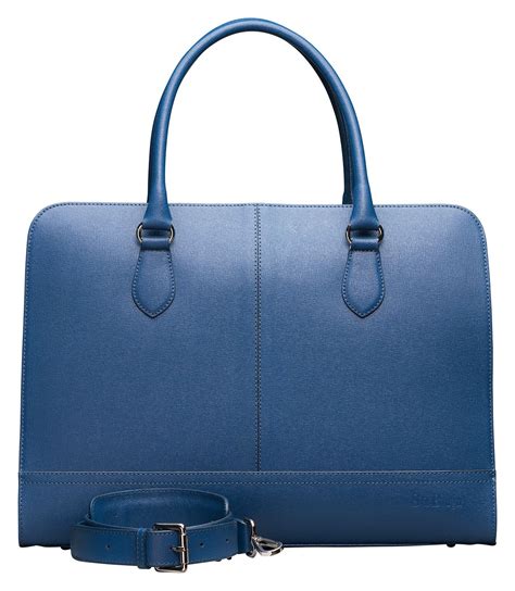 Sub Laptop Bag 15 Inch Blue Saffiano Real Italian Leather Bags
