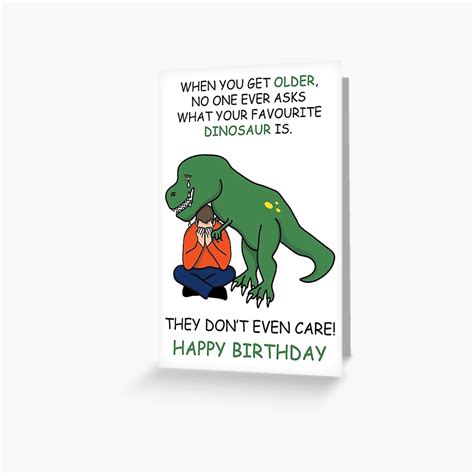 Funny Adult Dinosaur Birthday Card No One Asks What Your Favourite