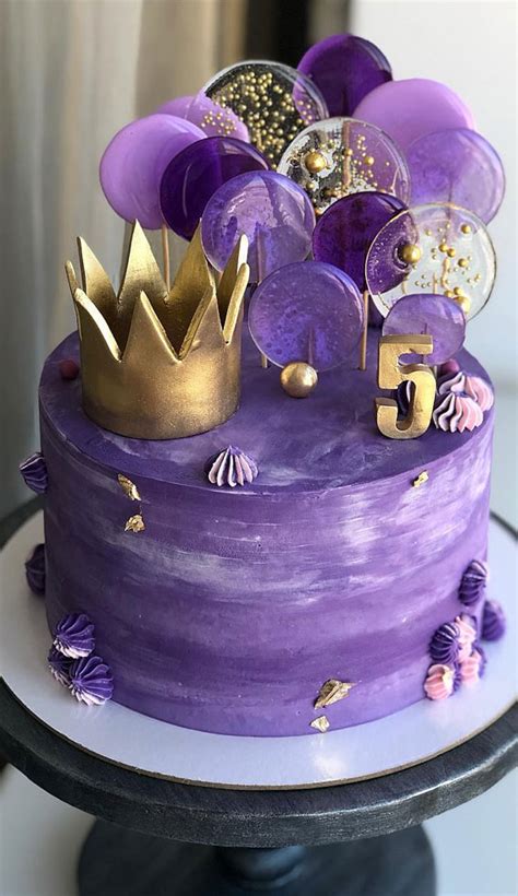 Purple gold birthday decorations party supplies include happy birthday banner 14pcs balloons 9pcs pom poms flower 6pcs hanging swirls 1pcs circle dots banner 1pcs triangle pennant great for women girls. 49 Cute Cake Ideas For Your Next Celebration : Purple Cake ...