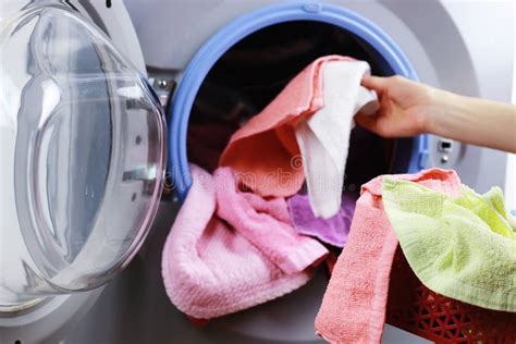 Put Cloth In Washer Stock Photo Image Of Housewife Colorful 79276264