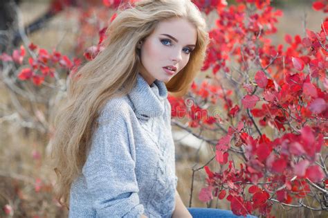 Beautiful Woman In Autumn Park Stock Image Image Of Golden Long