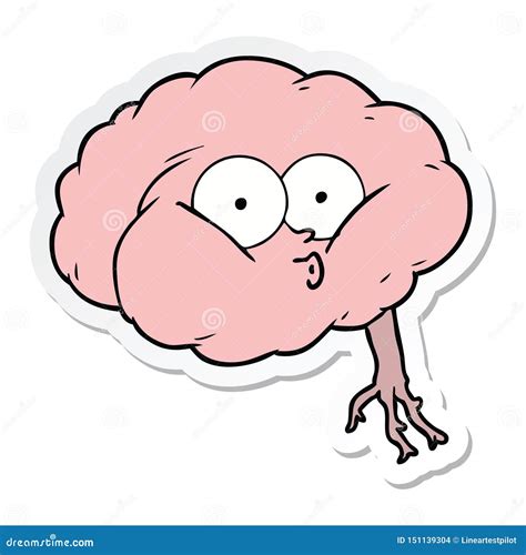 A Creative Sticker Of A Cartoon Impressed Brain Stock Vector