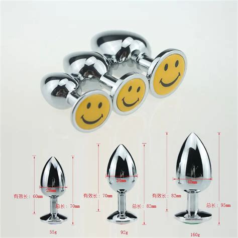 Buy Small Middle Big Plus Sizes Female Male Metal Smiling Face Anal Plug Dildo